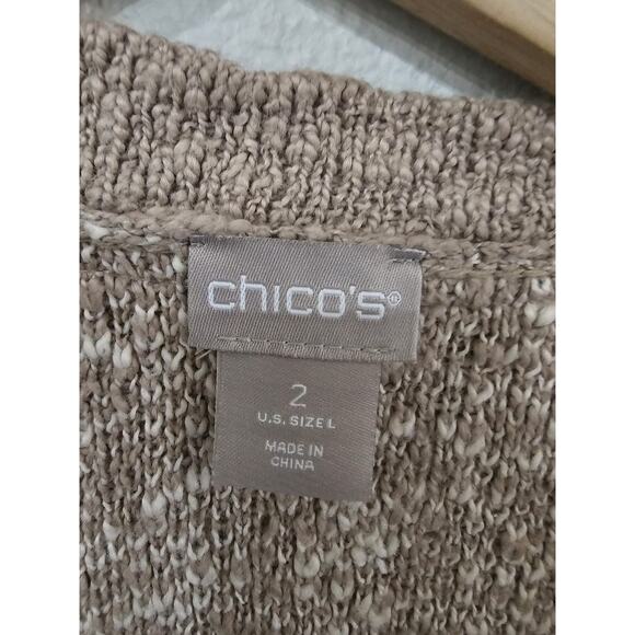 Chico's Novelty Yarn Detail Cardigan Sweater Womens Large Taupe Heather Neutral - Picture 5 of 10